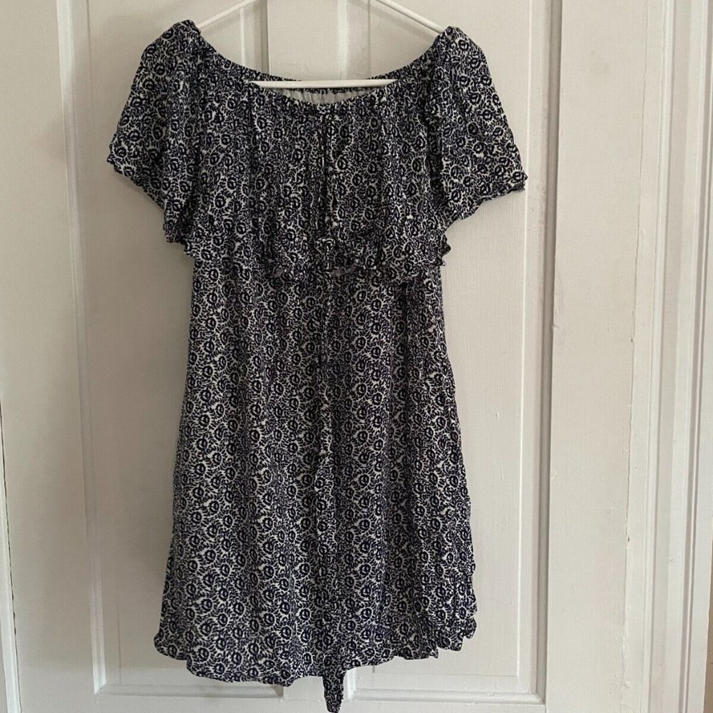 Rebecca Minkoff Women Dress Navy/White Floral Off The Shoulder Size 00 $185 - Picture 10 of 12
